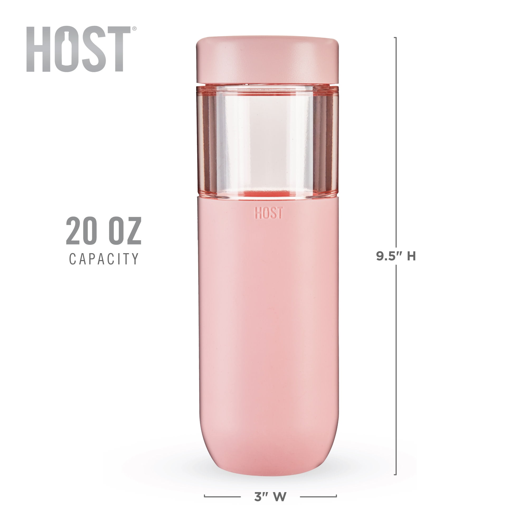 Host FREEZE Double Walled Water Bottle, Freezer Cooling Tumbler, 20oz Pink