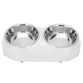 thumbnail image 1 of Cuencos dobles antideslizantes de acero inoxidable para mascotas, alimentador de agua para alimentos domésticos para mascotas medianas y pequeñas (M blanco), 1 of 5
