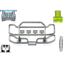 Full Front Bumper Grille Deer Moose Brush Guard Steel - No Fog Compatible with T680 Next Gen 2022 