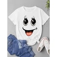 thumbnail image 2 of Women'S Casual Short Sleeve Cartoon Print Crew Neck Cotton Knit Fabric Regular Length Top for Women, All Season, 2 of 7
