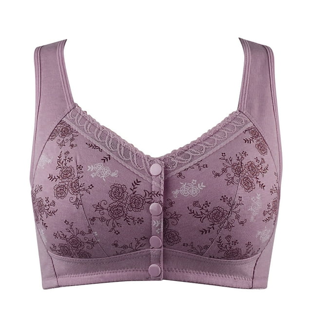 MIASHUI Bras for Women Comfortable Large Size Front Open Button Middle and Old Age Gathering No Steel Ring Comfortable and Breathable Bra