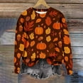 thumbnail image 5 of Jsaierl Halloween Sweatshirts for Women Spooky Pumpkin Ghost Graphic Sweatshirt Classic Crewneck T-shirt Long Sleeve Dressy Casual Pullover Tops Halloween Costumes, 5 of 5