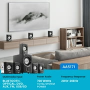 Acoustic Audio by Goldwood AA5171 5.1 Surround Sound Bluetooth Home Entertainment System (6 Speakers, 5.1 Channels, Black with Silver)