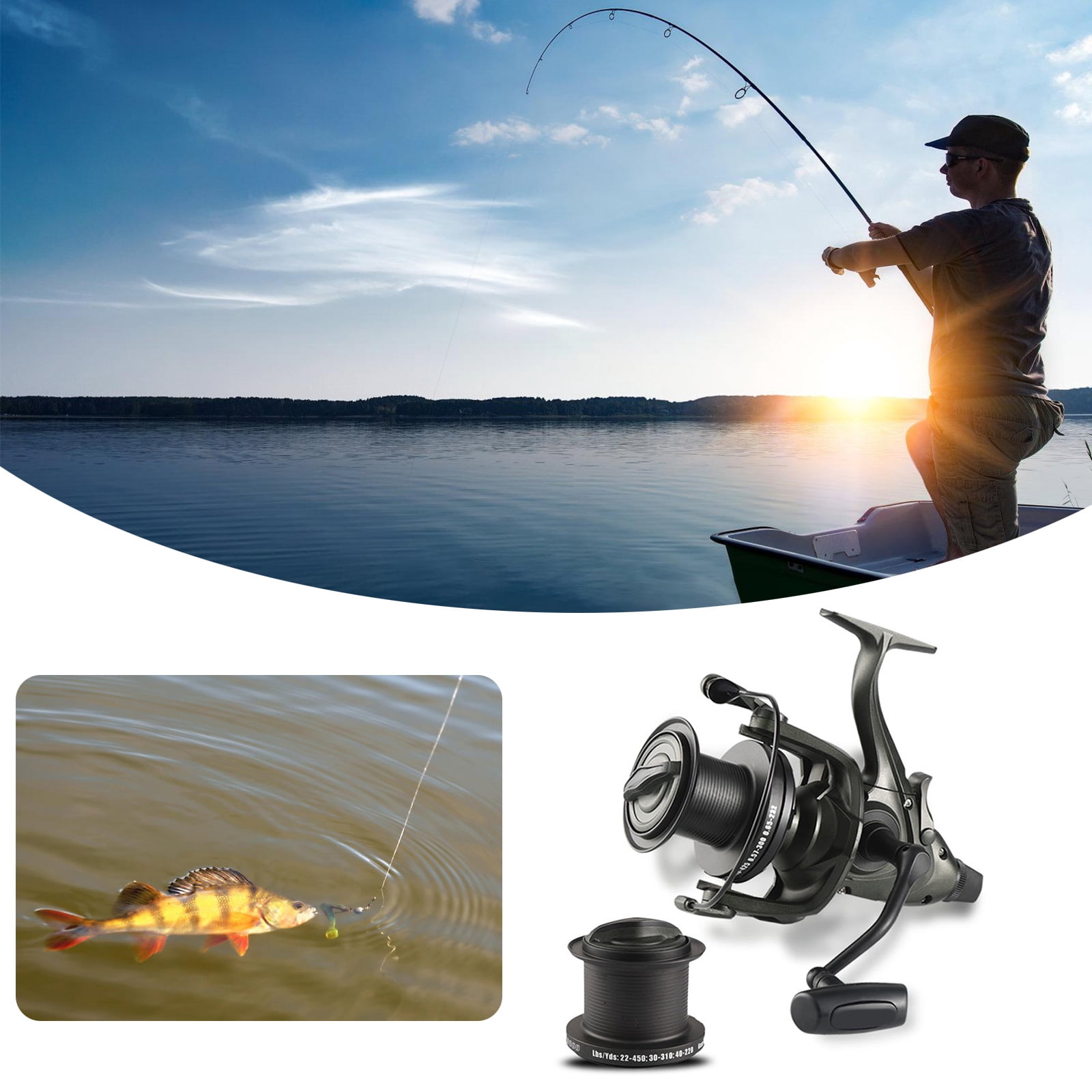 KUFptva Professional Rotating Fishing Reels 4.6:1 Gear Ratio Fishing Wheel With Spare Spool 39.5LBS Drag Fishing Tackles