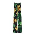 thumbnail image 6 of lcziwo St. Patrick's Day Sleeveless Overalls for Women Spring Casual Cotton Comfy Jumpsuits Cute Shamrock Print Rompers Loose Fit Wide Leg One Piece Pants Trousers Multicolor S, 6 of 7