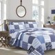 thumbnail image 1 of Daniel Stripe Plaid Azul Real Patchwork Algodón Reversible Juego de Cama Edredón, 1 of 6