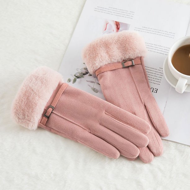 Guantes cálidos N915 de gamuza de invierno para mujer, de doble capa y con acolchado de terciopelo, para montar con pantalla táctil
