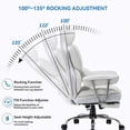 thumbnail image 4 of Efomao Desk Office Chair 400LBS, Big and Tall Office Chair, PU Leather Computer Chair, Executive Office Chair with Leg Rest and Lumbar Support, White Office Chair, 4 of 4
