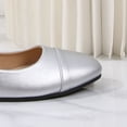 thumbnail image 5 of Womens Silver Mary Jane Flats 2026 Trend Sparkly Metallic Low Heel Dress Shoes Cushioned Insole Non-Slip Sole Comfortable Wedding Guest Evening Party PU Faux Leather,Size 7, 5 of 9