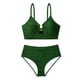 thumbnail image 4 of Tankini para mujer, traje de baño liso con escote en V, hueco, cintura alta, texturizado, plisado, dividido, dos piezas, tankini, 2 piezas, trajes de baño para mujer, tankinis, 4 of 4