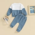 thumbnail image 5 of Boys Fall Clothes Set Long Sleeve Pullover T-Shirt & Jogger Pants Casual Outfits 6-12 Months 12-24 Months 2T 3T 4T 5T 6T 7T 8T 9T Children(Blue,2-3 Years), 5 of 7