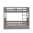 thumbnail image 3 of Hassch Full over Full Size Wooden Bunk Bed with Twin Trundle Bed for Bedroom, Gray, 3 of 8