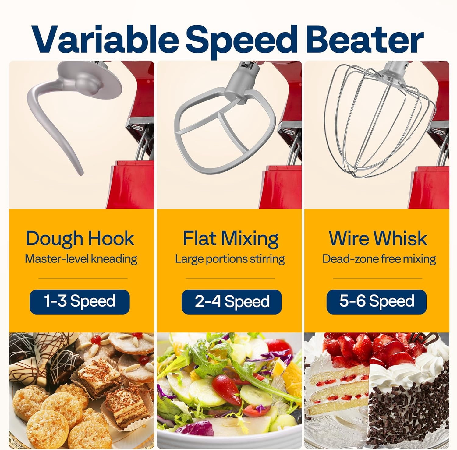 SPECSTAR 9 in 1 Multifunctional Stand Mixer with Fermentation, 6 Speed 7.5 Quart Kitchen Electric Food Mixer with Timer, Meat Grinder, Juice Blender, Vegetable Slicer, Pasta and Cookie Maker, Red