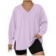 thumbnail image 1 of HongQid Plus-Size Shirts for Women Trendy V Neck Tops Oversized Long Sleeve Tees Dressy Pullover Tunics, 1 of 4