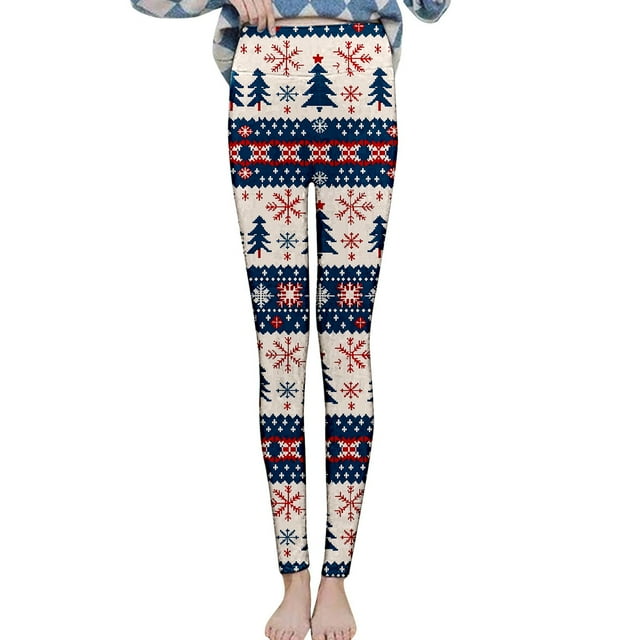 Leggings pour Femmes Automne Hiver en Velours Chauds - Pantalon de Maison Doux Confortable Imprimé Rétro de Noël avec Design Mode Chic Leggings de Yoga