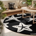 thumbnail image 3 of Round Area Rugs 4Ft, Black Starfish Coastal Non-Slip Washable Circle Rugs Carpet, Nautical Summer Ocean Abstract Art Indoor Outdoor Rug Floor Mats Throw Runner for Bedroom Living Room Bathroom, 3 of 8