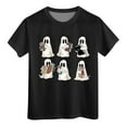 thumbnail image 4 of Yindaity Spooky Ghost Graphic Tee Fun Halloween Shirt for Kids Vibrant Design Cotton Available in Various Sizes(Black,10-11 Years), 4 of 5
