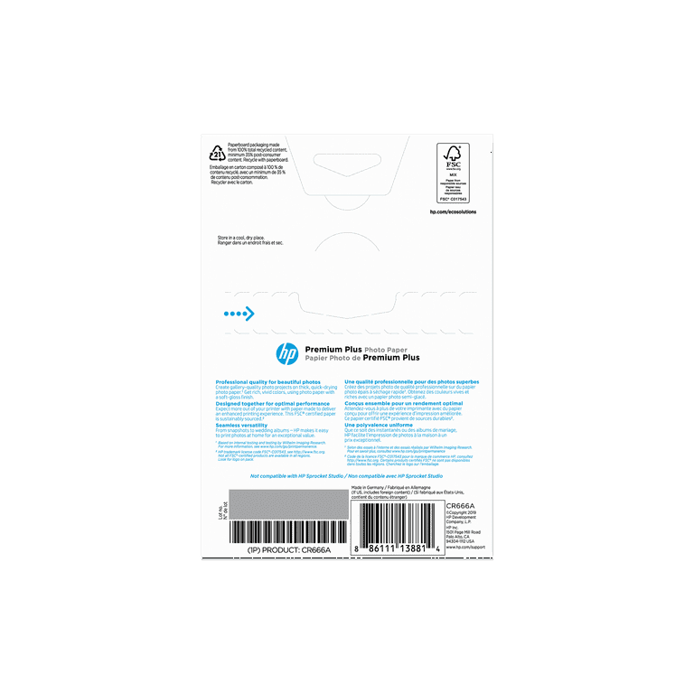 HP Premium Plus Soft-gloss Photo Paper for High-Quality Inkjet