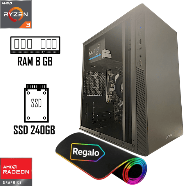 PC gamer Ryzen 3 3200G AMD SSD 240GB RAM de 8GB