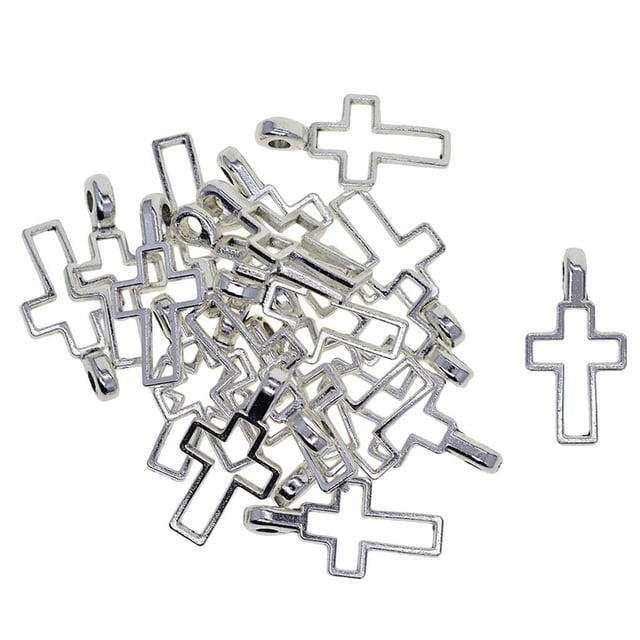 Colgante Bisel de Resina Perfecl 20 Pack Cruz Hueca de Plata