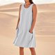 thumbnail image 1 of WILLBEST Vestido Midi De Verano Para Mujer, Largo Hasta La Rodilla, Informal, Para Playa, Resort, Sin Mangas, Color Liso, Con Bolsillos, 1 of 3