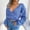 Blue, variant on Womens Fall Winter Colorful Long Sleeve V Neck Open Navel Sweater Plus Size Long Pullover Sweater Green L
