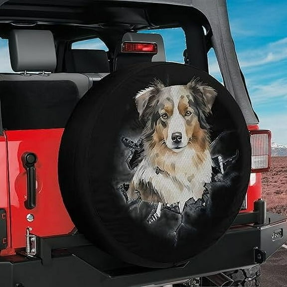 Lotusprinthandmade Australian Shepherd Dog Spare Tire Cover With Backup Camera Hole 6 Sizes (27 in.), Gifts for Dog Mom, Dog Dad