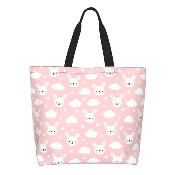 Easygdp Rabbit And Cloud Bolsas Tote para Mujer, Bolsos de Hombro para Viaje, Bolsos de Mano de Gran Capacidad para Compras y Trabajo