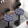 thumbnail image 3 of Renewold Hippie Flower Lotus Violet Blue Bar Stool Covers Round Padded 13"-15" Round Bar Stool Seat Cushion Stretch and Washable Bathroom Vanity Seat Stool Covers, 3 of 6