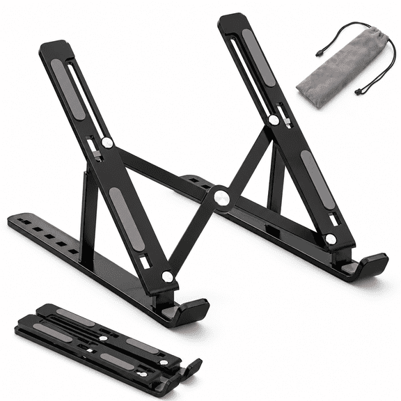 Laptop Stand for Desk,Adjustable Laptop Riser ABS Silicone Foldable Portable Laptop Holder,Ventilated Cooling Notebook Stand for 10-15.6” Laptops