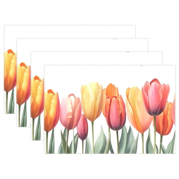 Ryvnso Placemats Set of 4 Tulip Flower Dining Mats Heat-Resistant Non-Slip Washable Table Mat
