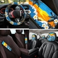 thumbnail image 4 of Uorisanigo Hawaiian Sunset 14 Pieces Car Seat Covers Sets with Comfortable Cars Headrest Cover Car Steering Wheel Cover and Seat Belt Pads Auto Console Cover Water Cup Pad for Cars SUVs, 4 of 6