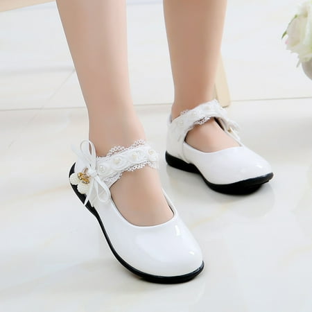 

nsendm Girl Shoes Small Leather Shoes Single Shoes Children Dance Shoes Girls Performance Shoes Girls Dress Shoes Glitter White 9 Years