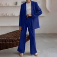thumbnail image 1 of Fgnfyis Women's Solid Color Two Piece Coat Pants Suit Pants Sets Blue L, 1 of 6