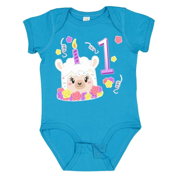 Inktastic First Birthday Cute Llama Cake Boys or Girls Baby Bodysuit