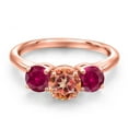 thumbnail image 3 of Gem Stone King 18K Rose Gold Plated Silver Ecstasy Mystic Topaz and Red Created Ruby Engagement Ring for Women | 2.20 Cttw | Round 6MM | Gemstone November Birthstone | Size 5, 3 of 6