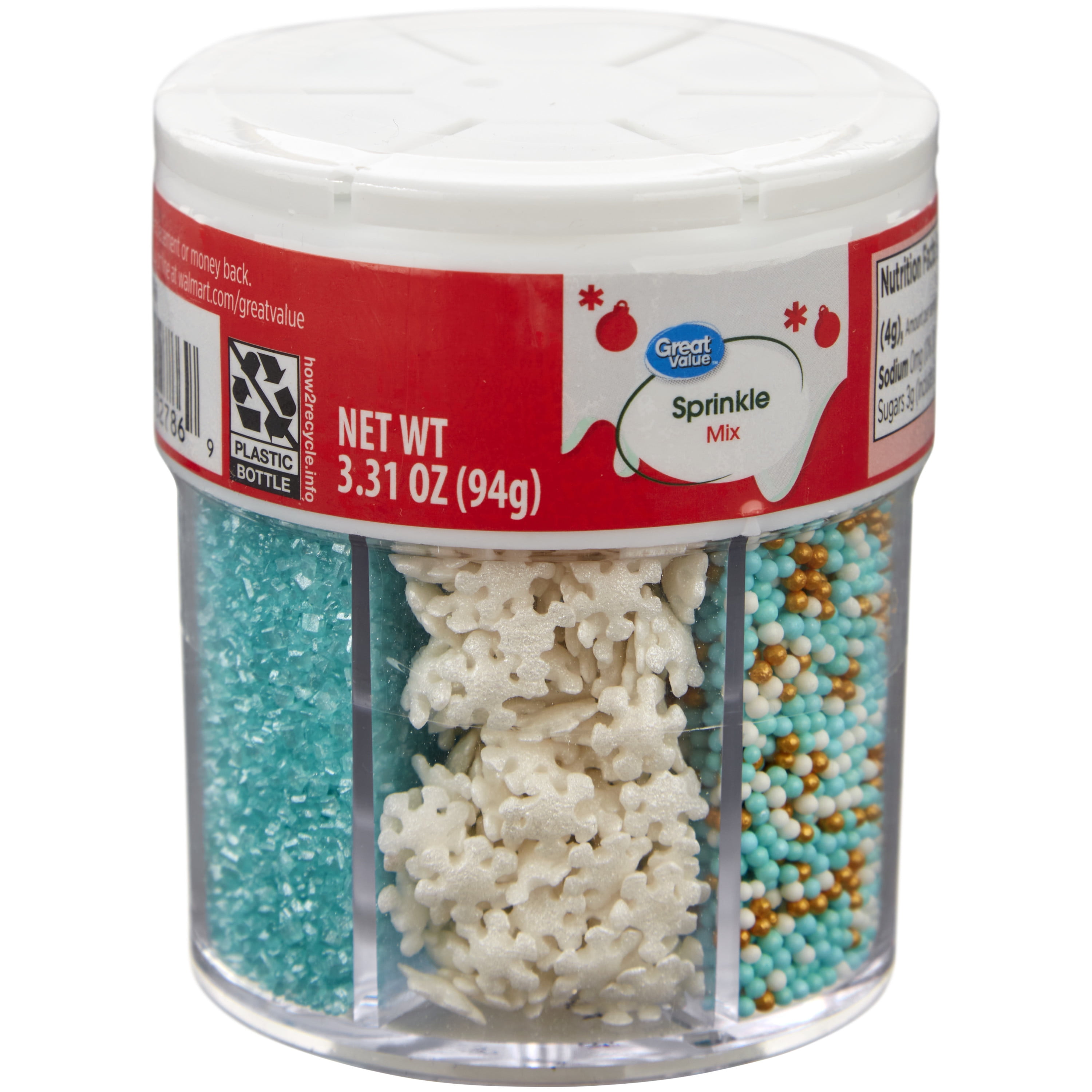 Wilton Great Value White, Blue and Gold Winter Snowflake 6-Cell Sprinkle Mix, 3.31 oz.
