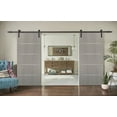 thumbnail image 3 of Sliding Double Barn Doors with Hardware | Planum 0020 Grey Oak | 13FT Rail Hangers Sturdy Set | Modern Solid Panel Interior Hall Bedroom Bathroom Door-36" x 84" (2* 18x84)-Black Rail, 3 of 6