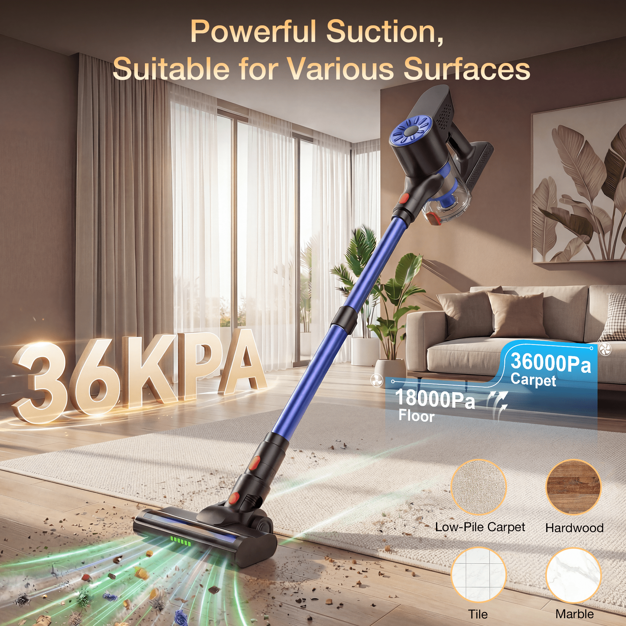 Maircle Stick Vacuum Cleaner, Lightweight for Hard Floor, Carpet Pet Hair