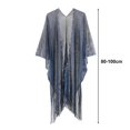 thumbnail image 7 of Eoperou Summer Women Sunscreen Shawl Faux Pearl Decorative Tassel Hem Cardigan Solid Color Front Placket Beach Shawl, 7 of 7