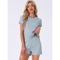thumbnail image 2 of DARING DIVA Ribbed Knit Pajama Set Soft Short Sleeve Top XL Blue, 2 of 7