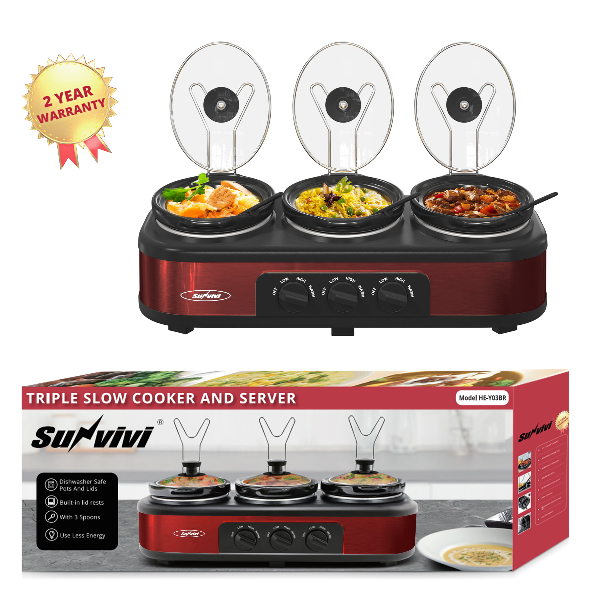 Bella Professional Oval Triple Slow Cooker with Lid Rests - Sam's Club