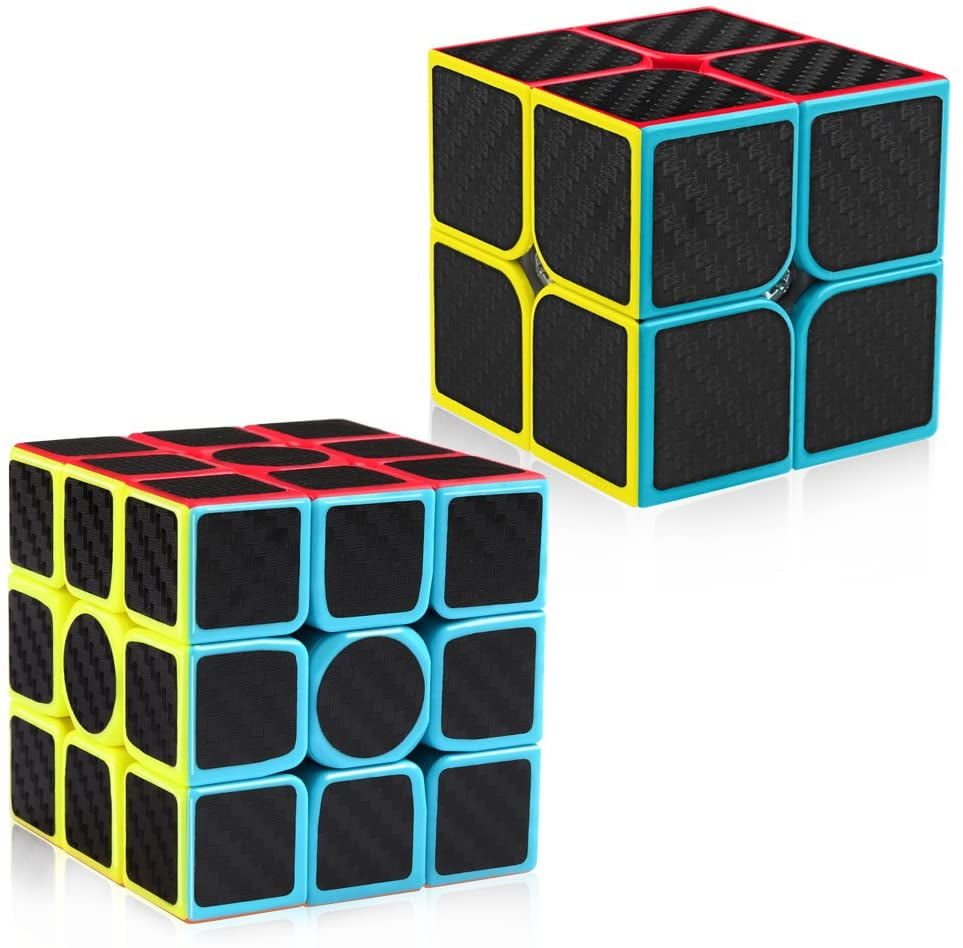 Puzzle Cube Set Magic Cube Set of 2x2x2 3x3x3 Carbon Fiber Cube Easy Beginner 