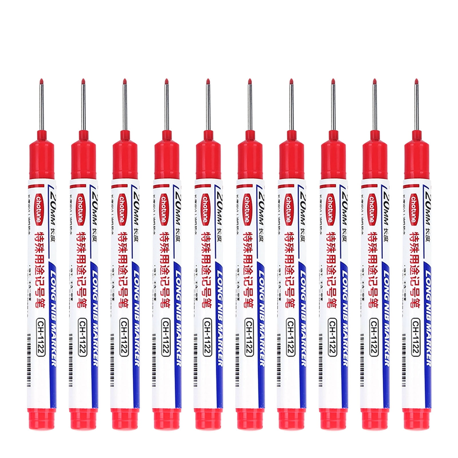 10PCS Long Head Deep Hole Marker Pens 20mm Deep Reach Markers Long Nose Marker Construction Markers Marking Tool Markers Carpenter Ink Marker Pens Metal Marking Pen 8ml And Pens Light Pens for Dark