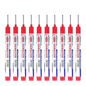 10PCS Stylos de marquage à trous profonds de la tête longue 20mm Marqueurs d'encre de menuiserie Marqueurs de construction à long nez Marqueurs des outils Marqueurs à encre de Menuisier Stylo de marquage des métaux 8ml Et les stylos stylos légers pour sombre