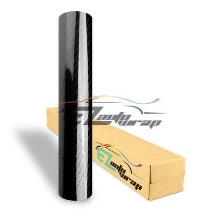 EZAUTOWRAP 5D High Gloss Black Carbon Fiber Car Vinyl Wrap Sticker Decal Film Sheet Decoration With Air Release