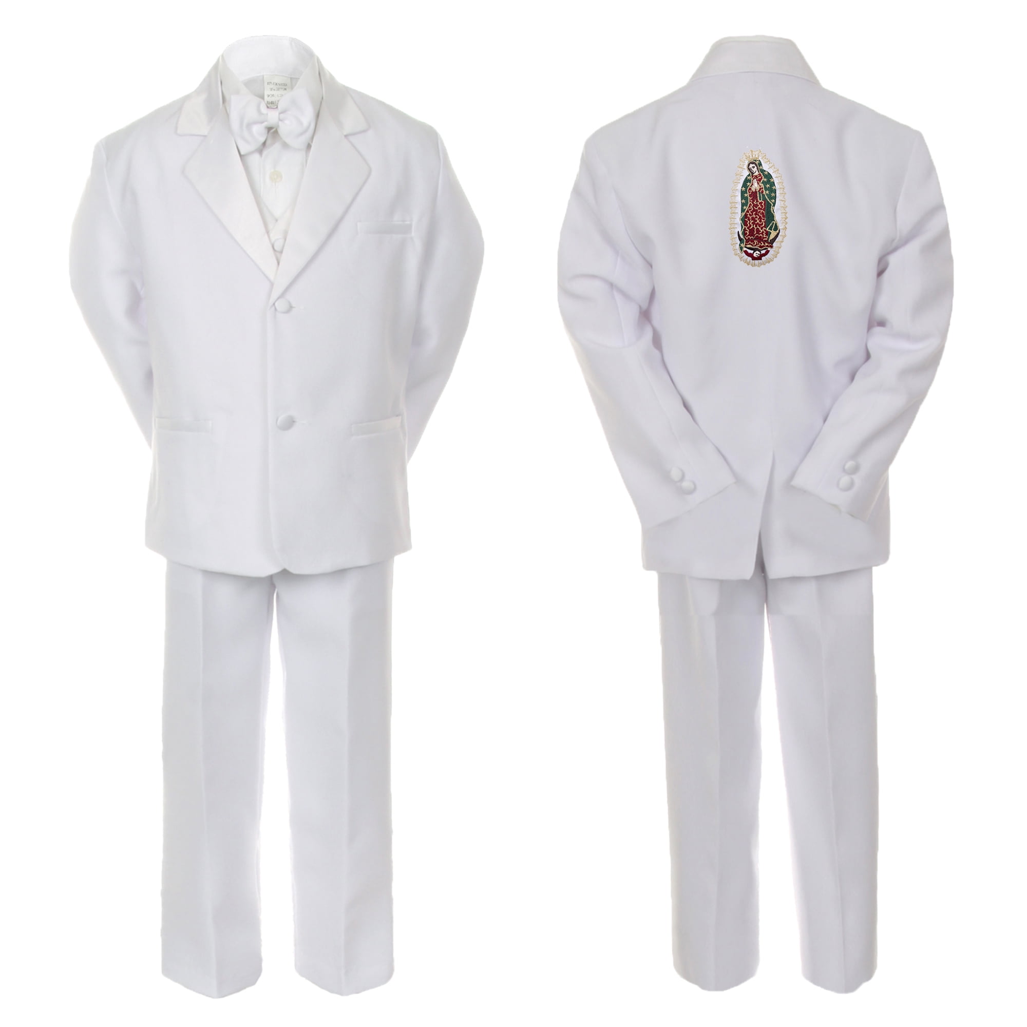 Baby Boy Christening Notch Lapel Suit Silver or Gold Guadalupe On Back SM-20