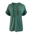 thumbnail image 4 of Taqqpue Women's Casual Summer Hoodies Short Sleeve Drawstring Hoodies Tops Button Front V Neck Pullover T-Shirts Tops 2025, 4 of 7