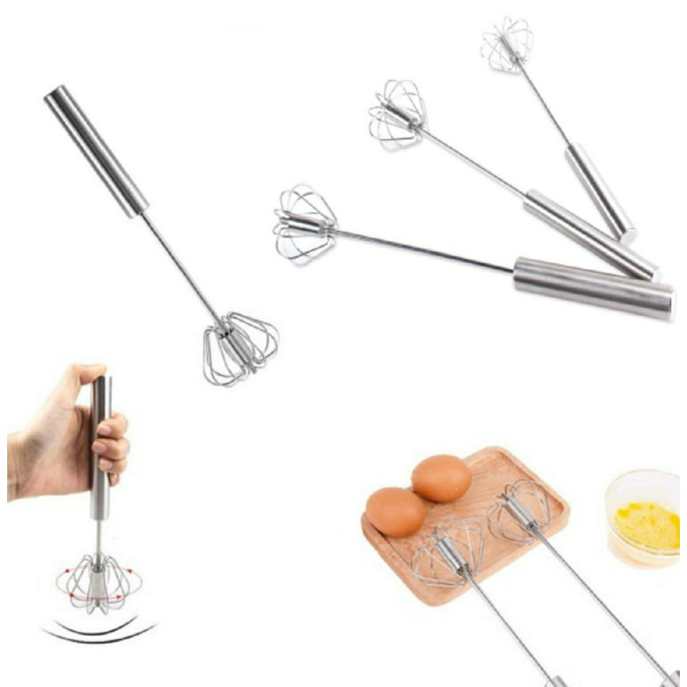 Balevi Stainless Steel Push Whisk - Easy to Use Manual Hand Mixer & Plunger  Whisk - Make Froth, Foam & Whipped Cream - Semi Auto Egg Beater Plastic