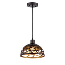 Nalu 60-Watt 1-Light Kukui Bronze Tropical Pendant Light with Metal Shade and No Bulbs Included